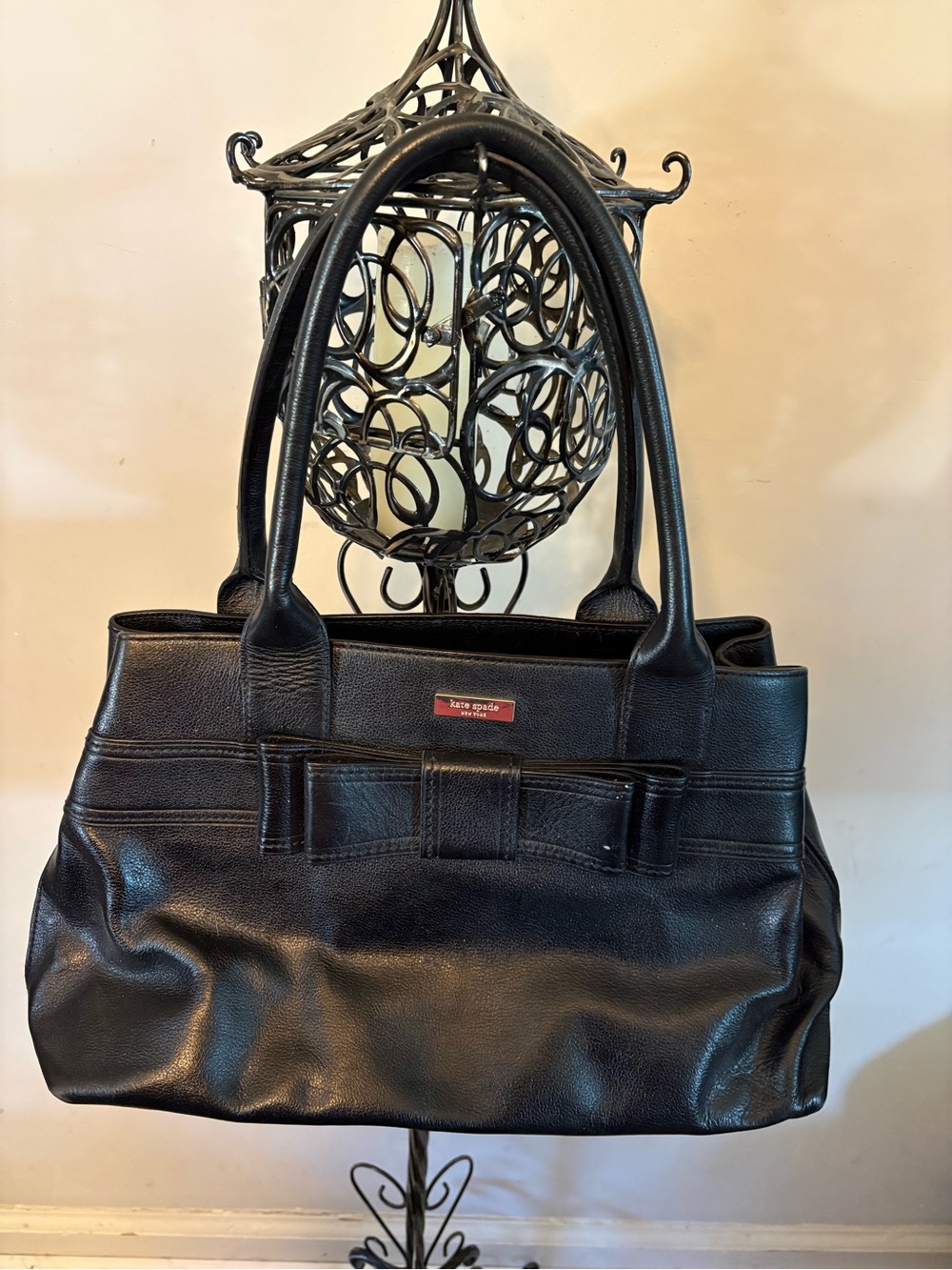 Black Leather Kate Spade Quinn Villabella Ave Doe Tote